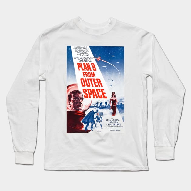 Plan 9 from outerspace poster design Long Sleeve T-Shirt by Cult Classic Clothing 